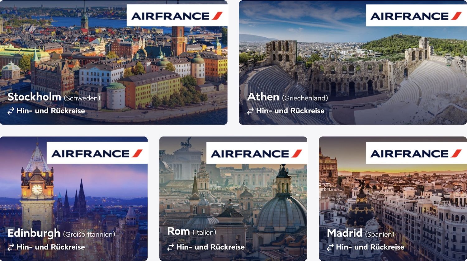Air France Europa Reiseziele